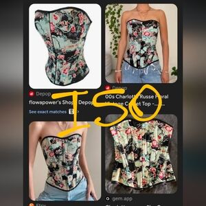 ‼️ISO‼️90s/Y2K Charlotte Russe Light Blue Floral Corset (SMALL WANTED)